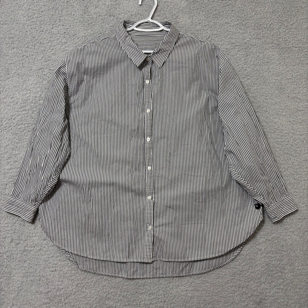 Office Ready 3XL 100% Cotton Striped Button Front Shirt Roll Tab Sleeves